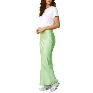 Anthropologie Tilda Maxi Slip Skirt Mint Green